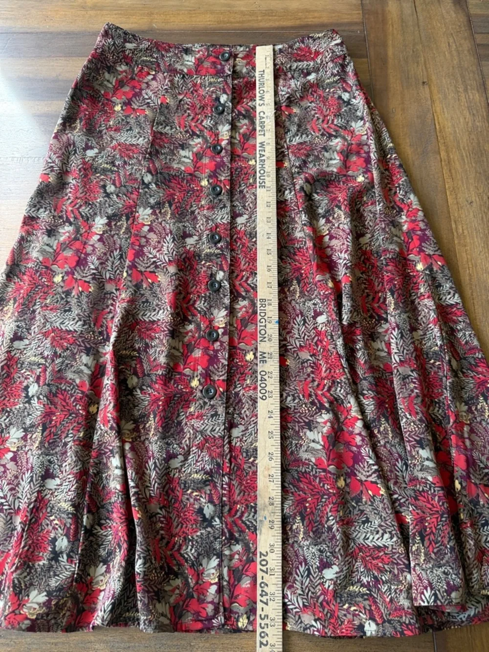 Christopher & Banks Red Floral Button-Front A-Line Skirt - NWOT - Picture 6 of 6